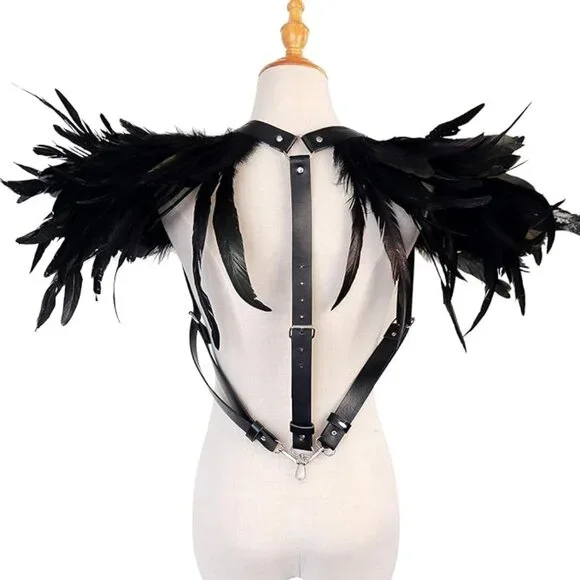 Feather Epaulet Shrug Shoulder Wings - Picture 3 of 7